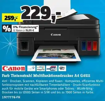 Conrad Canon Farb Tintenstrahl Multifunktionsdrucker A4 G4511 Angebot