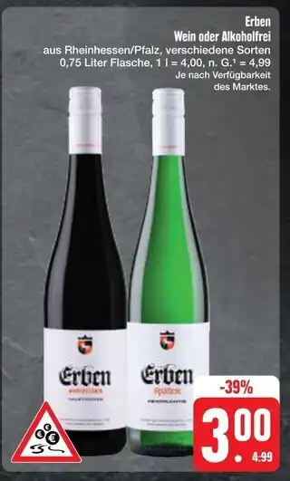 E-Center Erben wein oder alkoholfrei Angebot