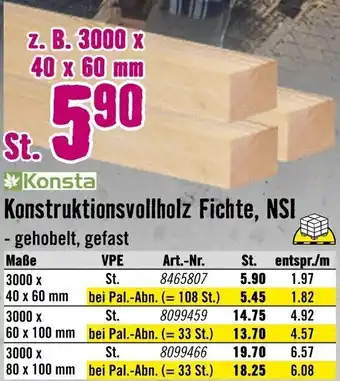 Hornbach Konsta Konstruktionsvollholz Fichte, NSI Angebot