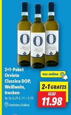 Lidl 2+1-Paket Orvieto Classico DOP, Weißwein, trocken Angebot