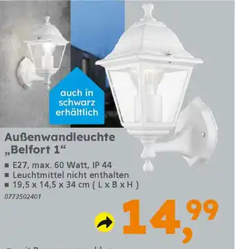 Globus Baumarkt Außenwandleuchte ,Belfort 1" Angebot