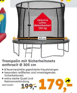 Globus Baumarkt Trampolin mit Sicherheitsnetz anthrazit Ø 305 cm Angebot
