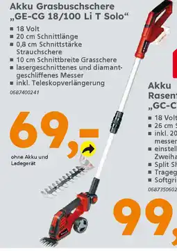 Globus Baumarkt Einhell Akku Grasbuschschere ,,GE-CG 18/100 Li T Solo" Angebot