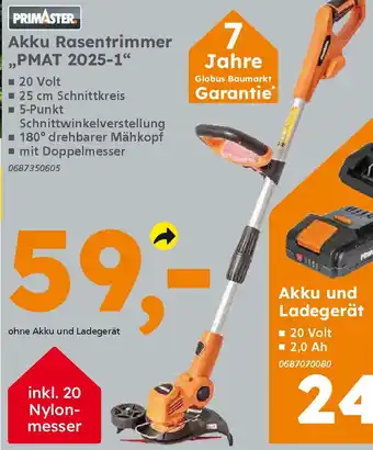 Globus Baumarkt PRIMASTER Akku Rasentrimmer Angebot