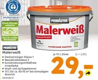 Globus Baumarkt PRIMASTER Malerweiß Angebot