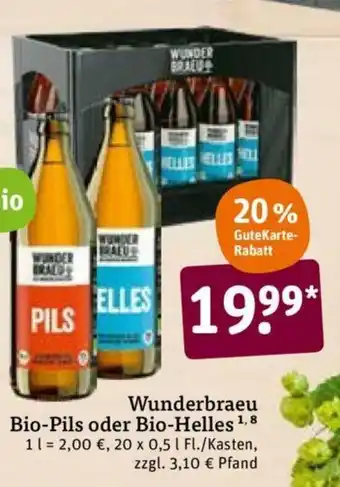 tegut Wunderbraeu Bio Pils oder Bio Helles 1l Angebot