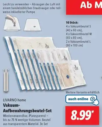 Lidl LIVARNO home Vakuum Aufbewahrungsbeutel-Set Angebot