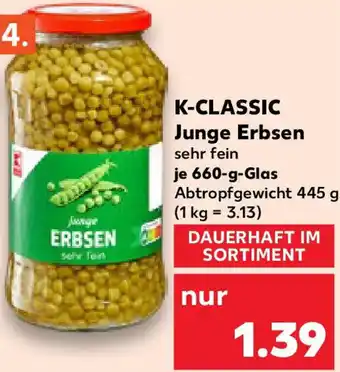 Kaufland K-CLASSIC Junge Erbsen Angebot
