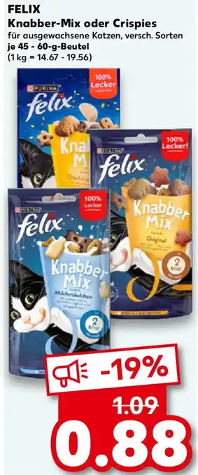 Kaufland FELIX Knabber-Mix oder Crispies Angebot