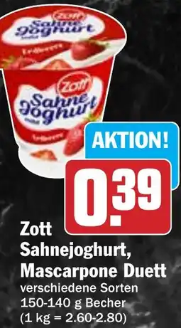 Hit Zott Sahnejoghurt, Mascarpone Duett Angebot