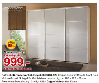 Möbelzentrum Pforzheim Moderano schwebetürenschrank 3-türig Angebot