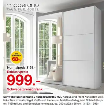 Möbelzentrum Pforzheim Moderano schwebetürenschrank 2-türig Angebot