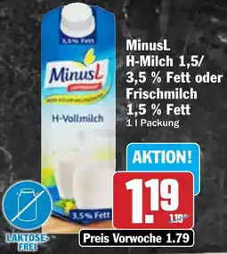 Hit MinusL H-Milch oder Frischmilch Angebot