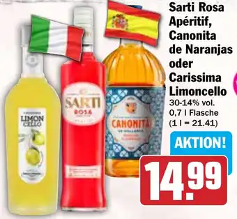 Hit Sarti Rosa Apéritif, Canonita de Naranjas oder Carissima Limoncello Angebot
