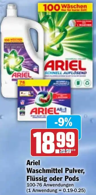 Hit Ariel Waschmittel Pulver, Flüssig oder Pods Angebot