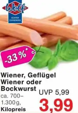 Jawoll Wiener, Geflügel Wiener oder Bockwurst Angebot