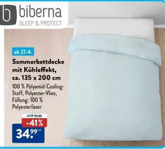 Aldi Süd Sommerbettdecke mit Kühleffekt, ca. 135 x 200 cm Angebot