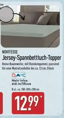 Aldi Nord NOVITESSE Jersey-Spannbetttuch-Topper Angebot