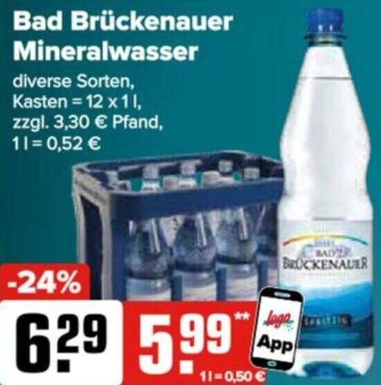 Bad Brückenauer Mineralwasser Angebot bei Logo Getränkemarkt