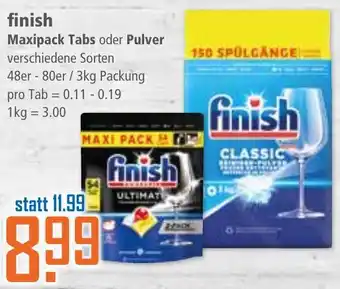 Klaas und Kock finish Maxipack Tabs oder Pulver Angebot