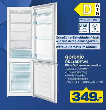 Euronics Gorenje rk418dpw4 kühl-gefrier-kombination Angebot
