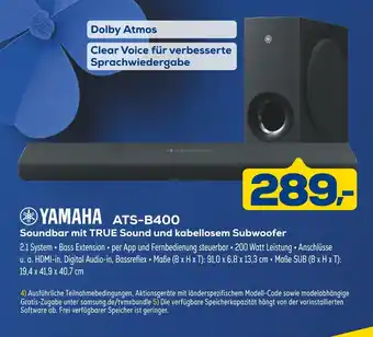 Euronics Yamaha ats-b400 soundbar mit true sound und kabellosem subwoofer Angebot