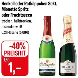 Feneberg Henkell oder Rotkäppchen Sekt, Mionetto Spritz oder Fruchtsecco Angebot