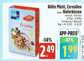 Edeka Xpress Kölln müsli, cerealien oder haferkissen Angebot