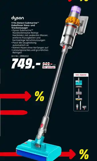 MediaMarkt Dyson v15s detect submarine kabelloser nass- und trockensauger Angebot