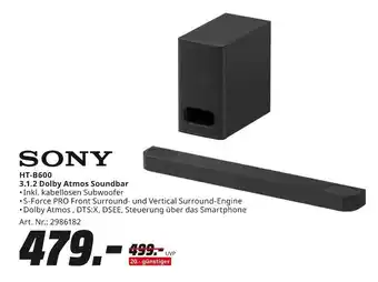 MediaMarkt Sony ht-b600 3.1.2 dolby atmos soundbar Angebot