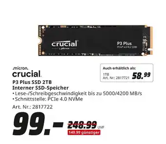 MediaMarkt Crucial p3 plus ssd 2tb interner ssd-speicher Angebot