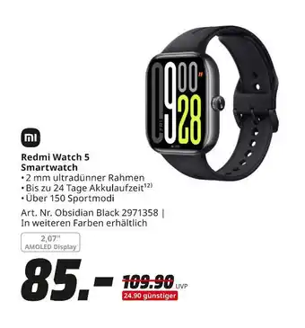 MediaMarkt Xiaomi redmi watch 5 smartwatch Angebot