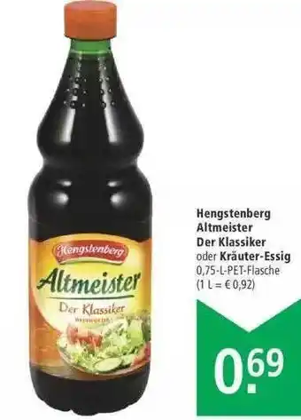 Marktkauf Hengstenberg Altmeister Der Klassiker Oder Kräuter Essig Angebot