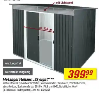 toom Baumarkt Metallgerätehaus „Skylight" Angebot