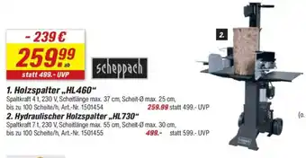 toom Baumarkt scheppach 2. Hydraulischer Holzspalter,,HL730" Angebot