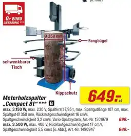 toom Baumarkt scheppach Meterholzspalter „Compact 8t" Angebot