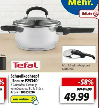 Lidl Tefal schnellkochtopf „secure p25340“ Angebot