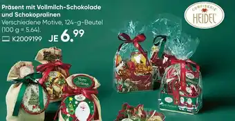 Galeria Confiserie Heidel Präsent mit Vollmilch-Schokolade und Schokopralinen Angebot