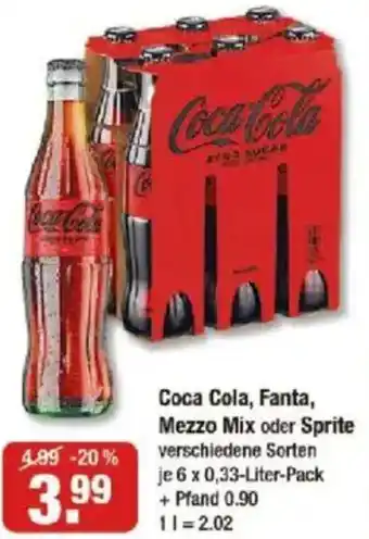 V Markt Coca Cola, Fanta, Mezzo Mix oder Sprite Angebot