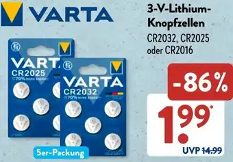 Aldi Süd VARTA 3-V-Lithium Knopfzellen Angebot