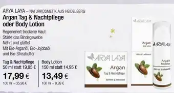 Vitalia Arya Laya Argan Tag & Nachtpflege Oder Body Lotion Angebot