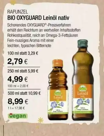 Vitalia Rapunzel Bio Oxyguard Leinöl Nativ Angebot