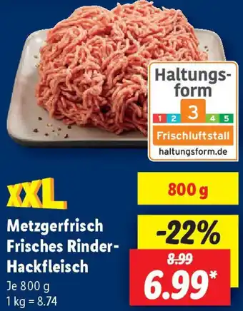 Lidl Metzgerfrisch Frisches Rinder Hackfleisch Angebot