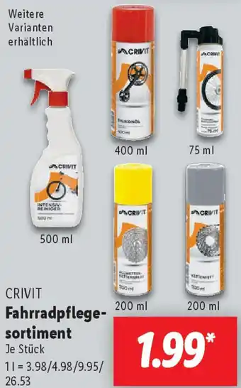 Lidl CRIVIT Fahrradpflegesortiment Angebot