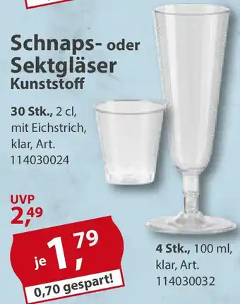 Sonderpreis Baumarkt Schnaps- oder Sektgläser Kunststoff Angebot