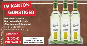 Netto Marken-Discount Blanchet Cabernet Sauvignon Merlot oder Chardonnay Colombard Angebot