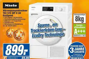 expert Techno Land Miele Wärmepumpentrockner Tec575wpdlw Ecospeed Angebot