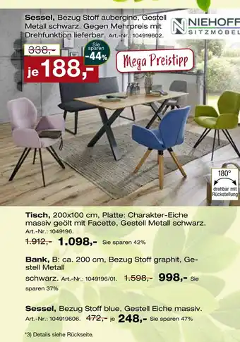 Möbel Inhofer Niehoff sitzmöbel sessel, tisch, bank oder sessel Angebot