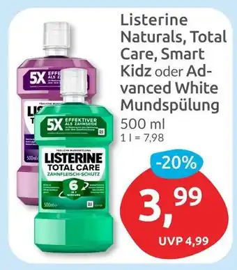Budni Listerine naturals, total care, smart kidz oder advanced white mundspülung Angebot