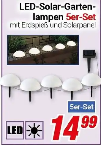 CENTERSHOP LED-Solar-Garten- lampen 5er-Set Angebot